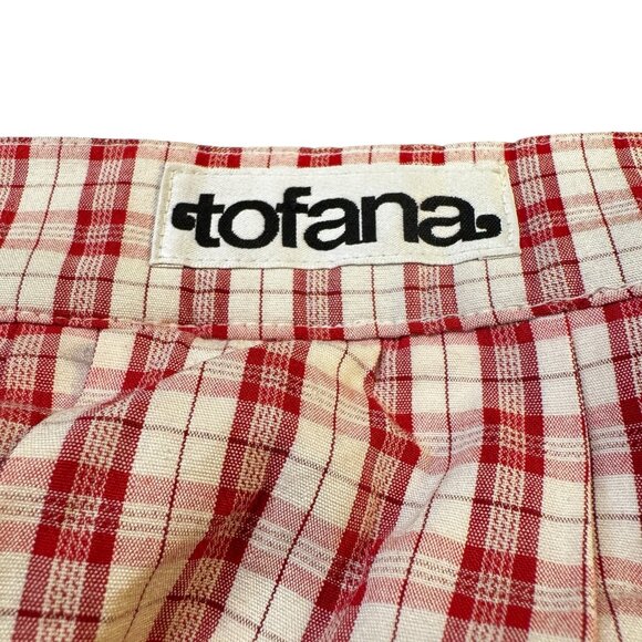Vintage Tofana Austrian Dirndl Skirt – Red/White Check, Floral Border, Pleated - Picture 4 of 4